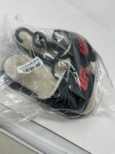 ISlide UFC Logo Tan Fur Slide Slandals Adjsutable Hook Loop Strap Size 5 NEW - Picture 3 of 3