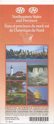 1997 NOTHEASTERN STATES & PROVINCES AAA Canada Vintage Road Map CitiMap !NEU!