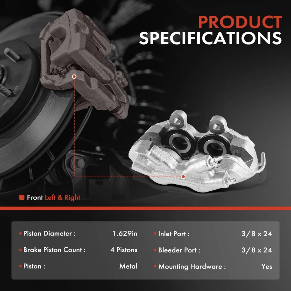 Juego de pares de pinzas de freno delanteras con 4 pistones metálicos para Ford Mustang 1965 1966 Foto 2 de 4
