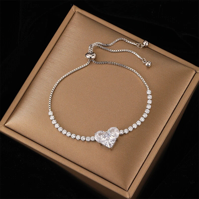Bangle bracelet with heart shape pendants in silver sale