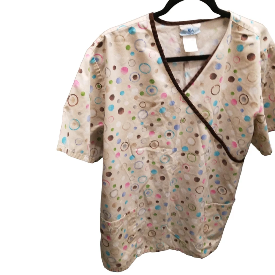 Blusa esfoliante feminina SB tamanho XL marrom bolinhas manga curta - Imagem 4 de 4