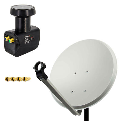 PremiumX SAT Anlage 80cm ALU Satelliten Schüssel Aluminium Antenne Twin LNB 4K