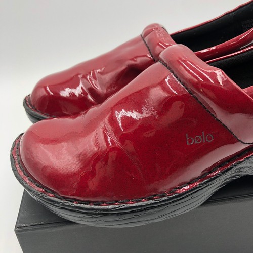 Bolo by Born Clogs Mules Shoes Women's 7.5M Red Patent Leather Round Toe Slip On - Picture 12 of 19