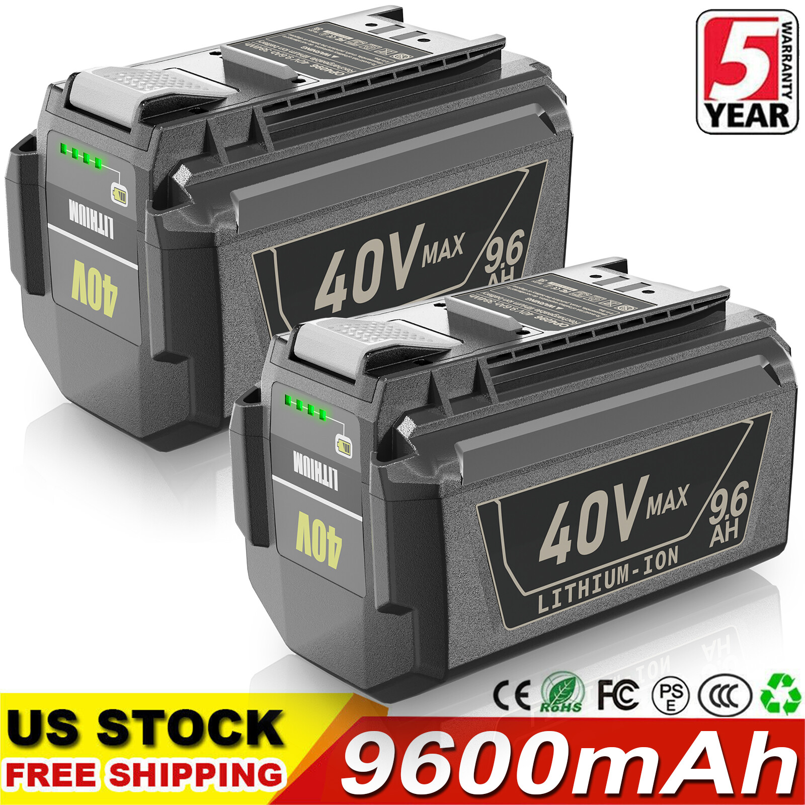 9.6Ah Lithium-ion Battery Pack for Ryobi 40Volt OP4080A OP40602 OP40261 OP4060