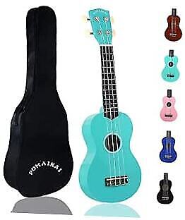  Soprano Ukulele for Beginners, Guitar 21 Inch Ukelele Instrument Light Blue - Picture 1 of 8