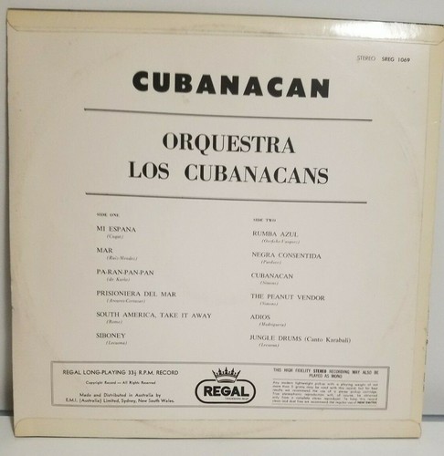 Cubanacan OrQuestra Los Cubanacans LP SREG 1069 - Picture 2 of 6