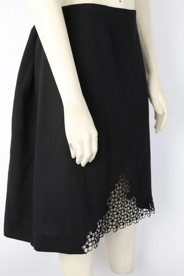 Falda Armani Vintage Años 90 Lana Negra Floral Bordada Corte Lápiz Talla 10 Foto 4 de 4