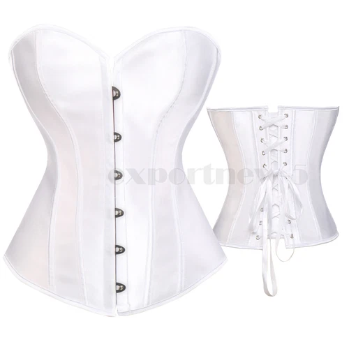 Retro Steampunk Gothic Corset Burlesque Lace Up Basque Top Bustier Waist Cincher - Picture 23 of 27