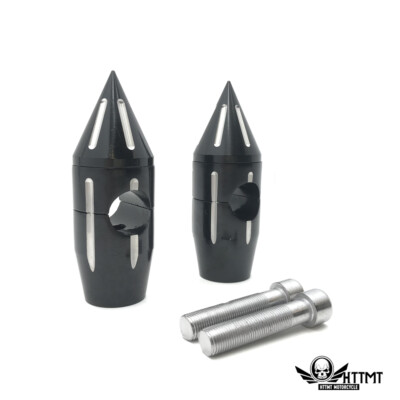 Black Motorcycle Spike Handlebar Risers 1 inch 1'' 25mm Diameter 5'' tall