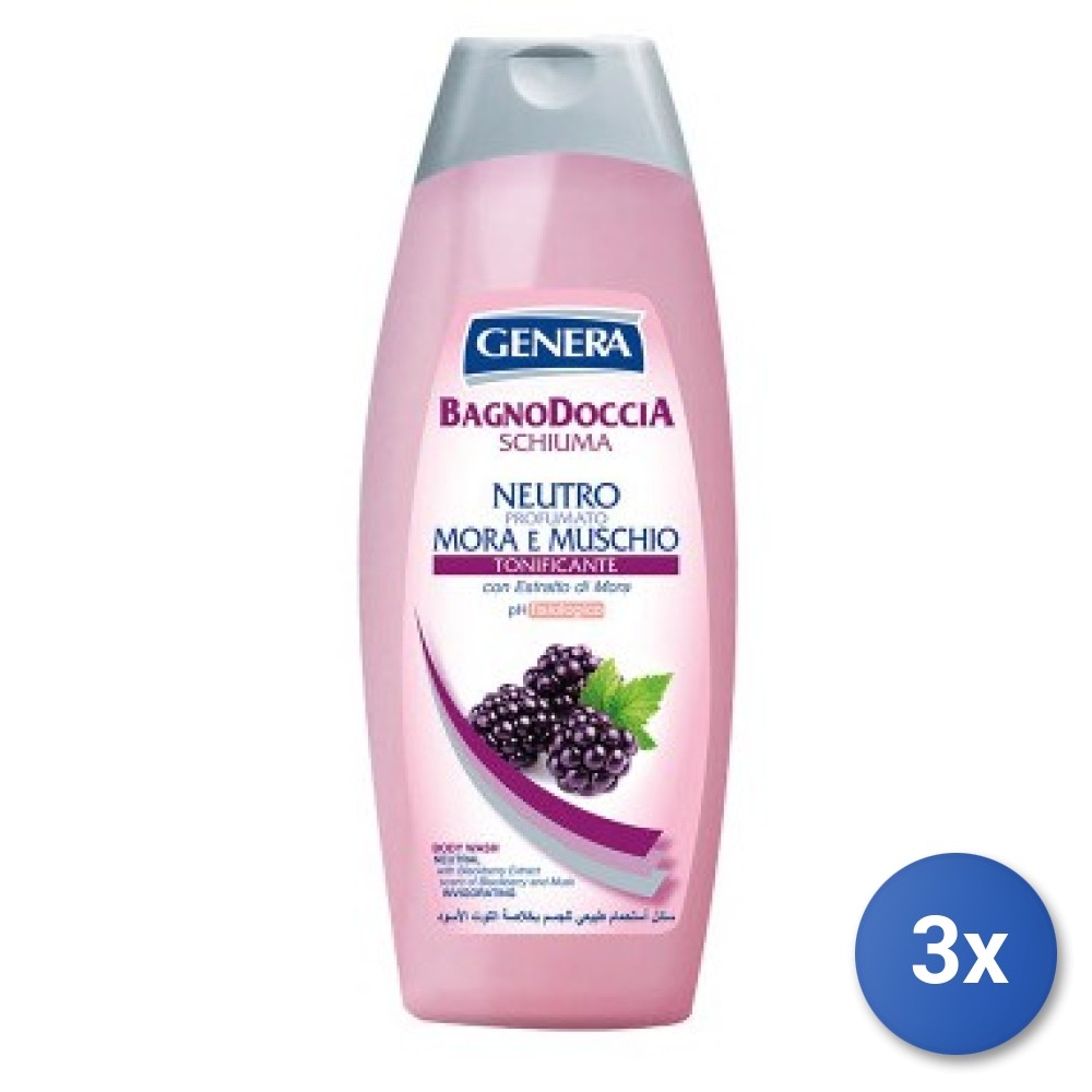 3X Genera Bathroom 1000 Ml. Blackberry & Moss Toning Made In Italy