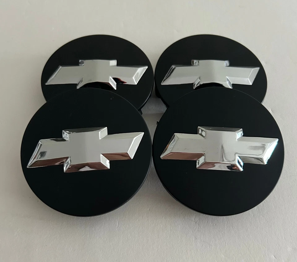 Centro de rueda Chevy negro 4 tapas cromo logotipo emblema para Chevrolet Silverado Tahoe Foto 4 de 4