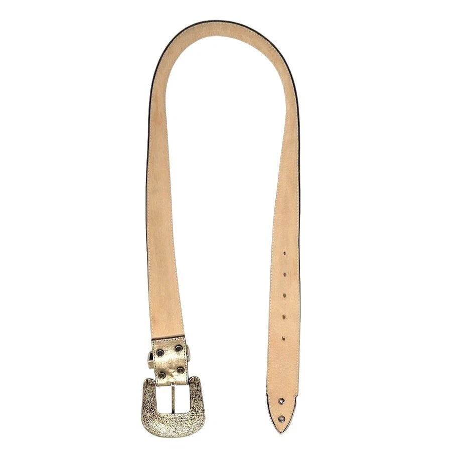 Cinturón occidental Leatherock dorado metálico hebilla de estrás mediano 34 vintage Foto 3 de 4