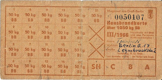 Hausbrandkarte 1050KG Braunkohle Briketts 1966 Berlin Friedrichshain