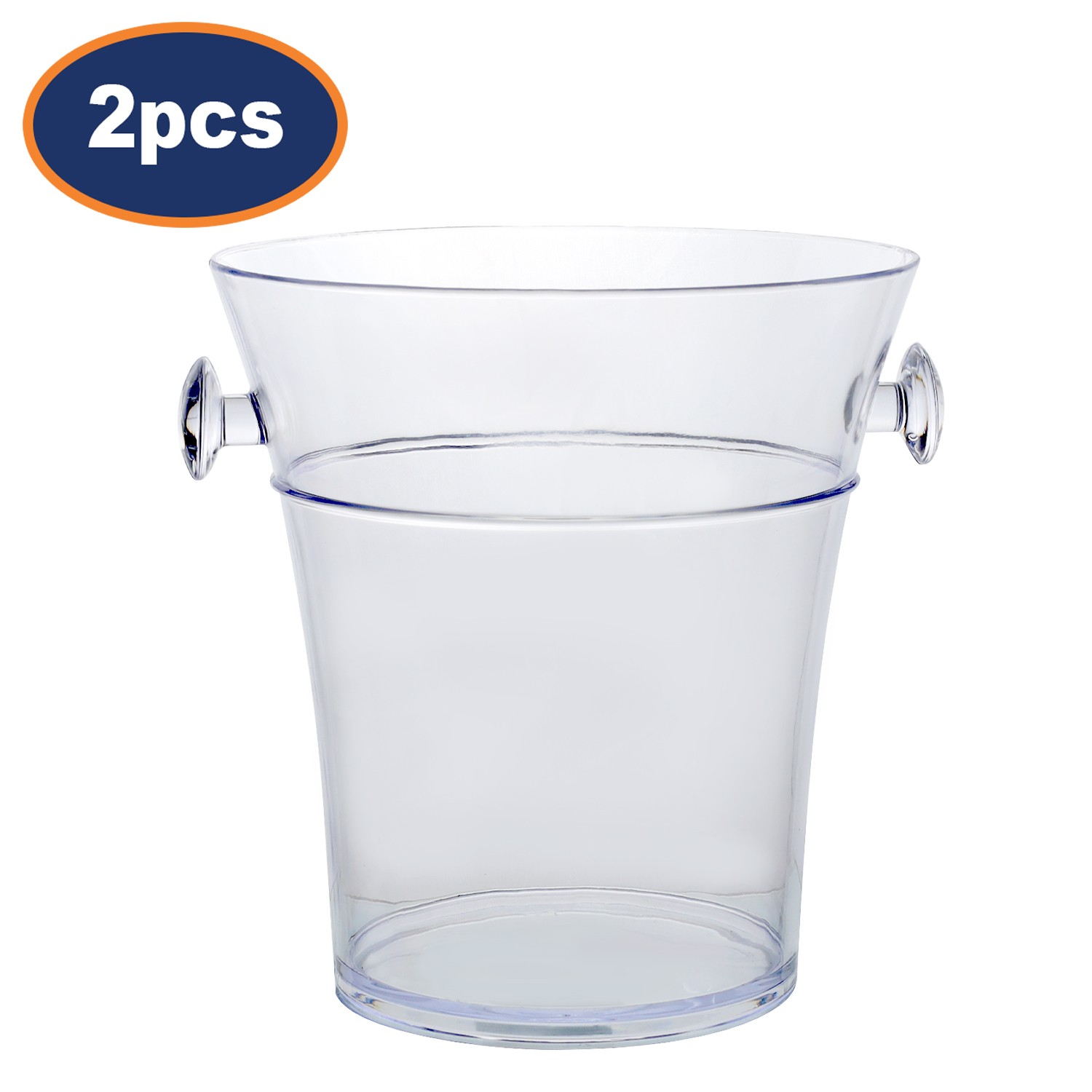 Ice Bucket Plastic Acrylic Holder Clear Wine Chiller Champagne Barware 2Pcs
