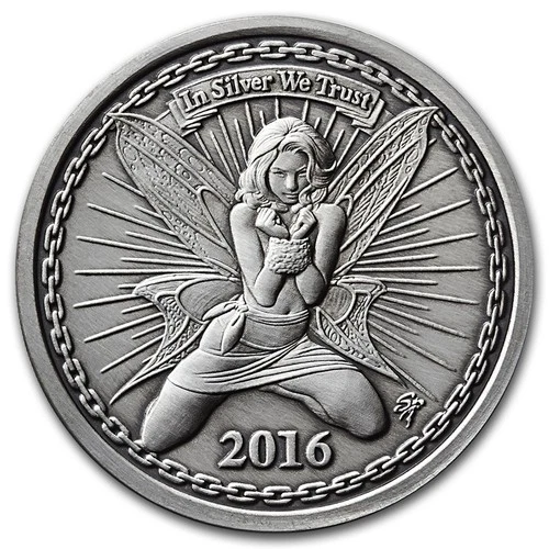 1 oz Silver Antique Round - 2016 Reddit Silverbug: Alyx The Fairy