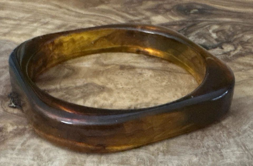 Brazalete retro vintage Lucite acrílico imitación miel ámbar caparazón de tortuga Foto 2 de 4