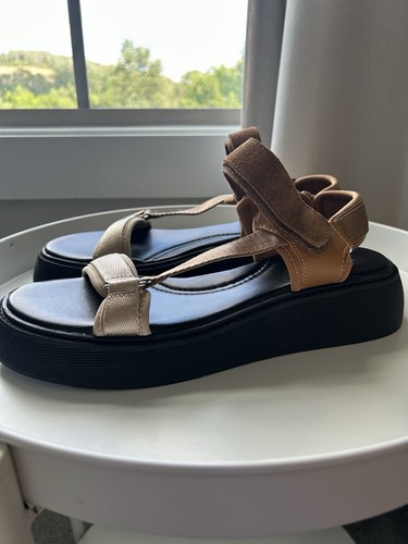 Tan And Black Zara Chunky Teva Style Sandals. NWT. Size 8.
