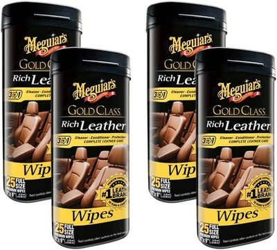 Meguiar's Gold Class Rich Leather Wipes, 30 Wipes, 4 Packs