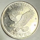 1983 1oz .999 Silver Sunshine Mint Round Brilliant
