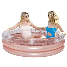 Inflatable Sunning Pools for up to 3 Adults (Rose Gold with Glitter Inflatabl...