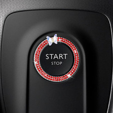 Car Butterfly Bling Ring Emblem, Crystal Rhinestone Auto Key Ignition Knob Ring,