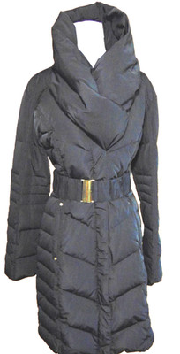 Brigette Bailey Womens Black Polyester Coat Black Down Parka Quilt Coat~M/L $130