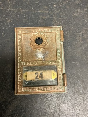 Antique Brass US Post Office Mail Box Door Missing Combination Lock