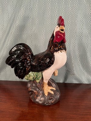 Large Ceramic Rooster Figurine/Statue Brown and Cream - Country Farmhouse Decor
