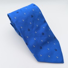 Brooks Brothers Tie Silk Blue White Anchor Fleece Polka Dot 3.25" Wide 58" USA