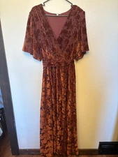 Women’s Baltic Born Uma Velvet Maxi Dress Copper Size XXL