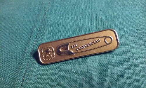Vintage USPS "I'm Convinced" Gold Tone Employee Lapel Brooch Type Pin Scarce
