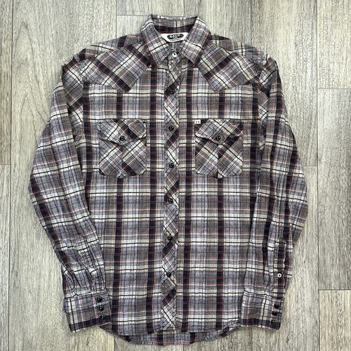Camisa Salt Valley Western Para Hombres XS Tono Tierra Cuadros Perla A Presión Manga Larga Vaquero - Imagen 2 de 8