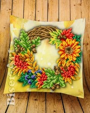 Bead Embroidery Kit Pillow ase Autumn Wreath DIY Needlepoint Beadwork 2929812