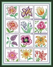 14ct Stamped Cross Stitch Kit Embroidery Kit Printed Easy Cross Stitch Set Ro...