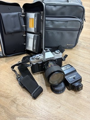 Minolta X-370 35mm SLR Film Camera - Black (Kit with 50mm 1.7 Lens and Bundle)