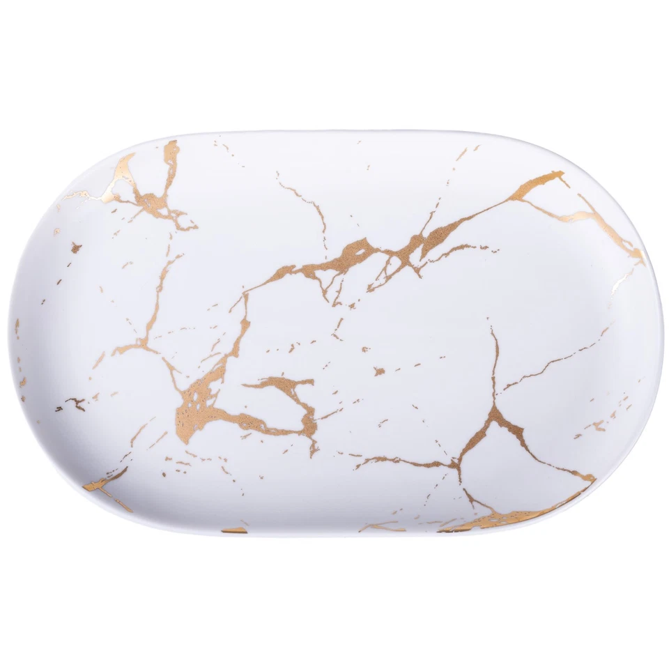 Teetablett  | Serviertablett aus Keramik für Teeutensilien | Marmor Weiß/Gold - Bild 2 von 2