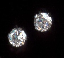 New 14K Solid White Gold 3mm Round Clear Crystal CZ Solitaire Stud Earrings mv
