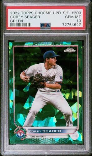2022 Topps Chrome Update Sapphire Edition  Corey Seager #US200 Green /75 PSA 10