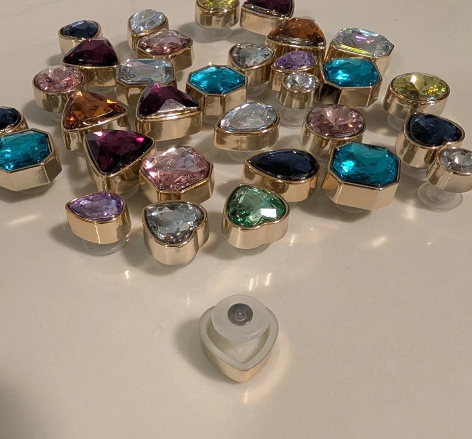 30 Assorted Colored Shaped Crystal Rhinestone Buttons For Shoes Craft Projects  - Image 3 of 3