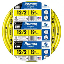 15 Ft. 12/2 Solid Romex Simpull CU NM-B W/G Wire