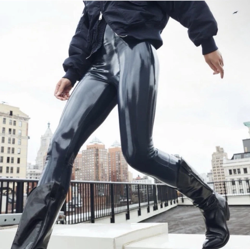 Legging Spanx Imitación Charol Puerto Azul Marino Talla Pequeña Nuevo con Etiquetas $128 Foto 3 de 4