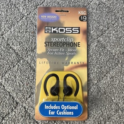 Vintage Koss KSC-19 Stereo Earbuds Sportclip Ear Cushions New Sealed