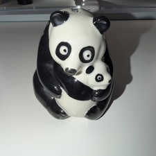 Vintage Wade Ceramic Panda Baby Piggy Bank Money Box Nat West w/ Stopper England