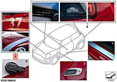 BMW Cooper S Paddy Hopkirk Edition Aufkleber Original 51145A342F0