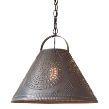 Homestead Shade Metal Pendant Light with Chisel in Kettle Black