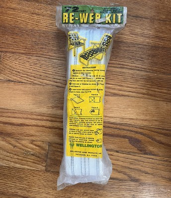 Wellington Chair Re-Web Kit White Gray Black 72 Feet x 2.25  Heavy Duty Poly