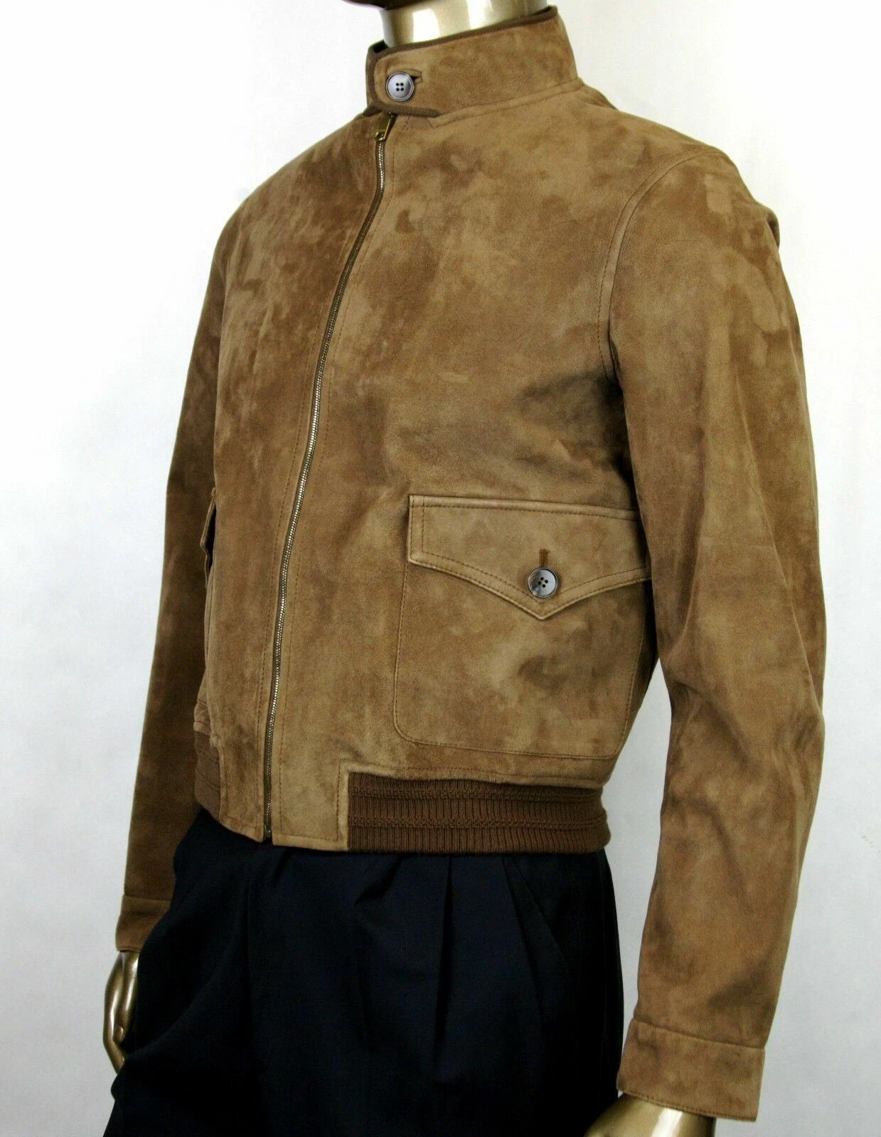 $3400 Gucci Giacca Bomber Uomo Bengala Marrone Pelle scamosciata 56R US 46R 408372 2471