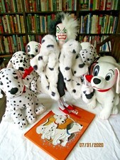 Cruella de Ville NWT and Nine Dalmatians Plush and 101 Dalmations Book