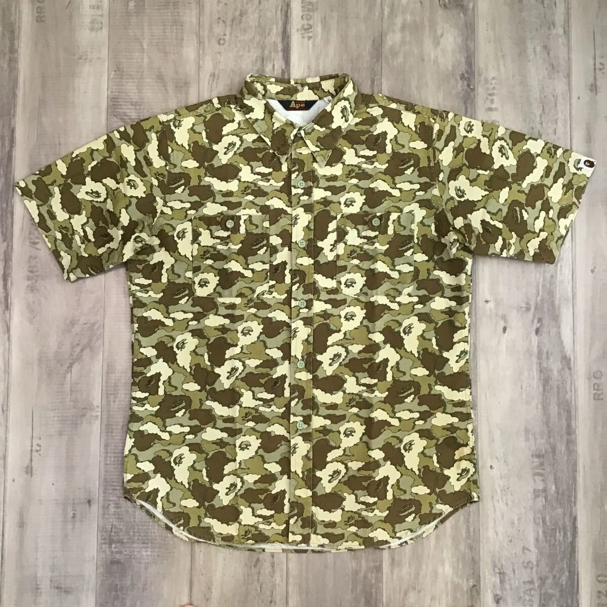 BAPE kaws cloud camo work shirt Short Sleeve A Bathing Ape Size L