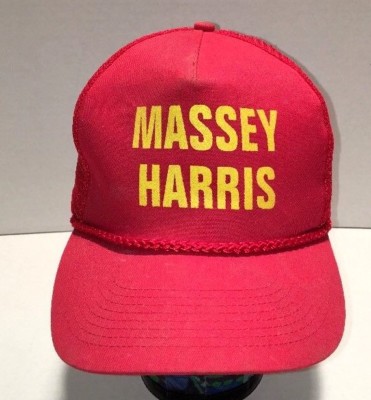 VINTAGE MASSEY HARRIS RED YELLOW FARMER HAT MESH SNAPBACK BASEBALL CAP